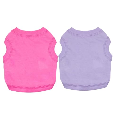 Winmany 2-teiliges Sommer-Tanktop für kleine Hunde, für Mädchen und Jungen, Chihuahua, Shih Tzu, Zwergspitz-Shirts, Weste (Rosa + Lila, Größe M) von Winmany