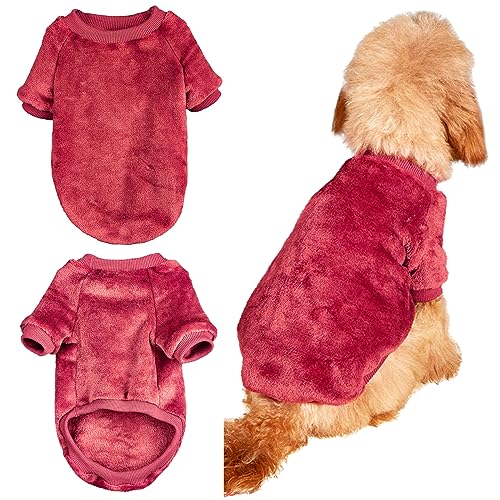 Winmany Hundepullover Welpe Weihnachten Flanell Mantel Winter Warme Kleidung Haustier Katze Weiche Onesies Jacke für Kleine Mittlere Hunde Katzen (Klein, Rot) von Winmany