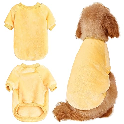 Winmany Hundepullover Welpe Weihnachten Flanell Mantel Winter Warme Kleidung Haustier Katze Weiche Onesies Jacke für Kleine Mittlere Hunde Katzen (Medium, Gelb) von Winmany