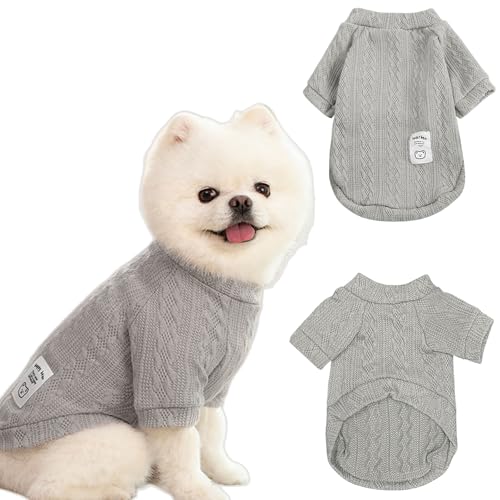 Winmany Pullover für kleine und mittelgroße Hunde und Katzen, Rollkragenkleidung, Chihuahua, Yorkie, Welpen, einfarbig, Grau, Größe L von Winmany