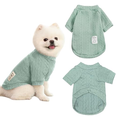 Winmany Pullover für kleine und mittelgroße Hunde und Katzen, Rollkragenkleidung, Chihuahua, Yorkie, Welpen, einfarbig, Grün, Größe L von Winmany