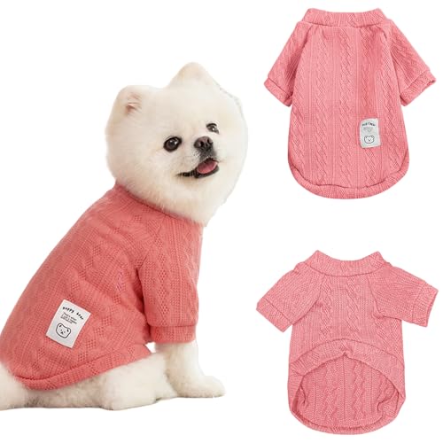 Winmany Pullover für kleine und mittelgroße Hunde und Katzen, Rollkragenkleidung, Chihuahua, Yorkie, Welpen, einfarbig, Rosa, Größe L von Winmany