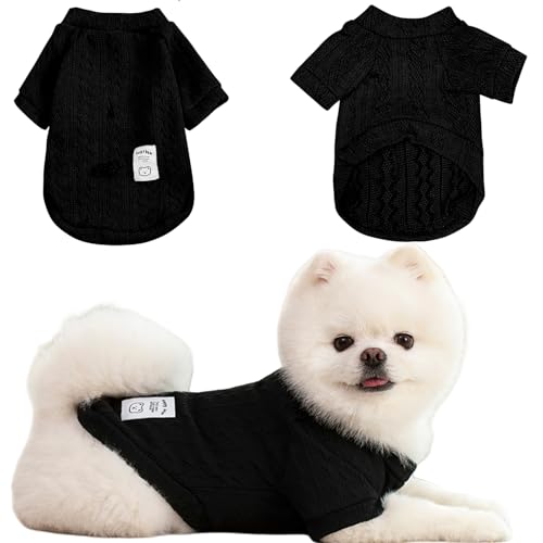 Winmany Pullover für kleine und mittelgroße Hunde und Katzen, Rollkragenkleidung, Chihuahua, Yorkie, Welpen, einfarbig, Schwarz, Größe L von Winmany