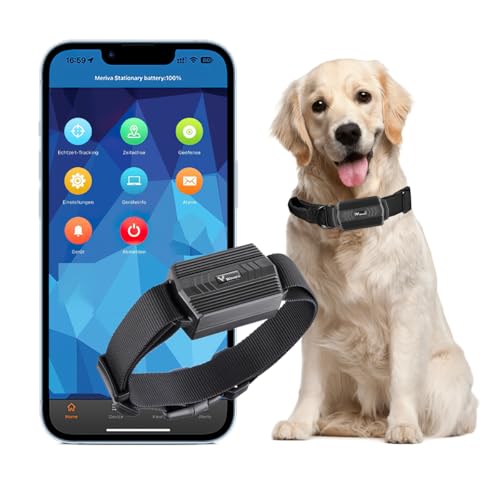 GPS Tracker Hund, 3000 mAh GPS Tracker Ohne ABO Echtzeit-Tracking IP66 Wasserdicht, GPS Halsband für Hunde mit Kostenloser App, Geofencing (Halsband im Lieferumfang enthalten, SIM-Karte erforderlich) von Winnes