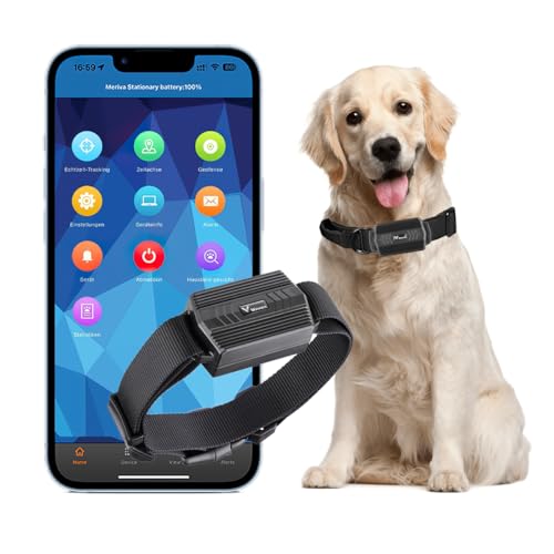 GPS Tracker Hund, 3000 mAh GPS Tracker Ohne Abo Echtzeit-Tracking IP66 Wasserdicht, GPS Halsband für Hunde mit Kostenloser App, Geofencing (Halsband im Lieferumfang enthalten, SIM-Karte erforderlich) von Winnes