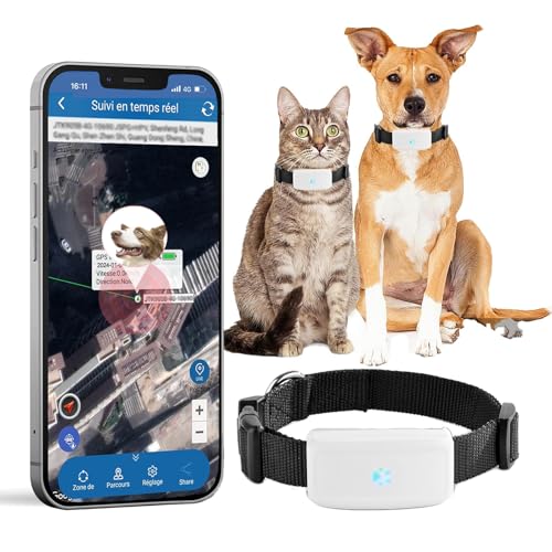 Hund GPS Tracker, GPS Tracker Ohne Abo für Hunde und Katzen( große Größe) Tracker Echtzeit-Tracking, Geofence, APP Tracking von Haustieren Wasserdichter Alarm GPS-Halsband für Hunde kostenloser App von Winnes