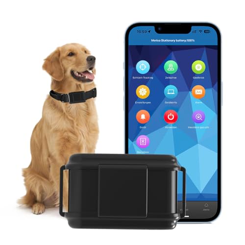 Winnes 4G GPS Tracker Halsband Für Hund 3000 mAh GPS Tracker für Hunde Echtzeit-Tracking Kostenlose APP/Plattform Ohne ABO IP67 Wasserdichter Tracker Hund mit Datenstatistik Ton-Lichtalarm von Winnes