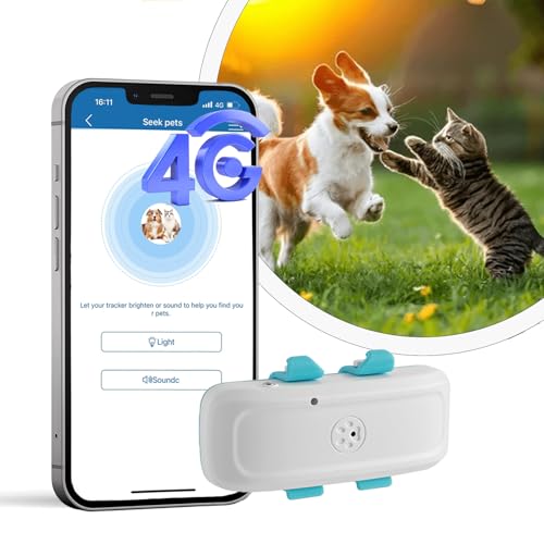 Hunde GPS Tracker 4G LTE Finder für Hunde und große Katzen mit USB-Kabel, Anti-Verlust GPS Tracker LIVE Ortung Wasserdicht Pet Tracker Standing by 7 Tage, passend für alle Halsbandgrößen von Winnes