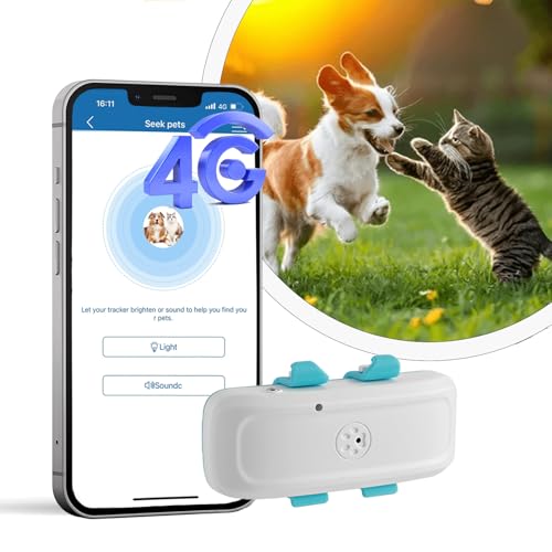 Winnes Hunde GPS Tracker 4G LTE Finder für Hunde und große Katzen mit USB-Kabel, Anti-Verlust GPS Tracker LIVE Ortung Wasserdicht Pet Tracker Standing by 7 Tage, passend für alle Halsbandgrößen von Winnes