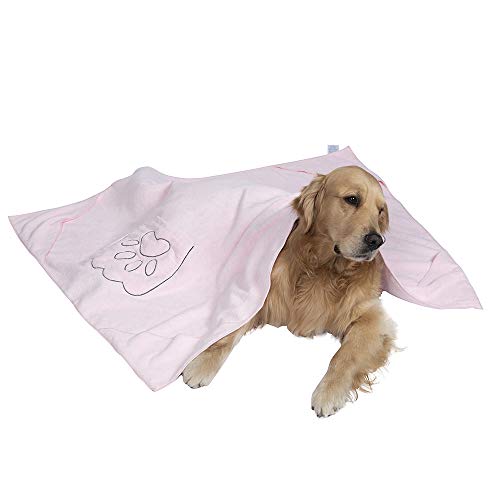 Winthome Hundehandtuch, hundehandtuch extra saugfähig, microfaser handtücher für Hunde Katzen, Großer Hunde Bademantel Schnelltrocknend Warm (100x130cm, Rosa) von Winthome