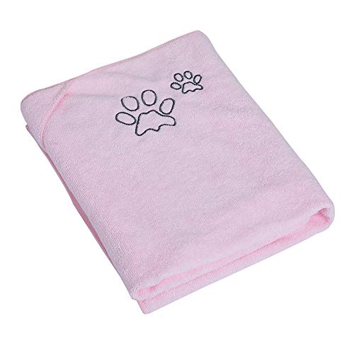 Winthome Hundehandtuch, hundehandtuch extra saugfähig, microfaser handtücher für Hunde Katzen, Großer Hunde Bademantel Schnelltrocknend Warm (77x97cm, Rosa) von Winthome