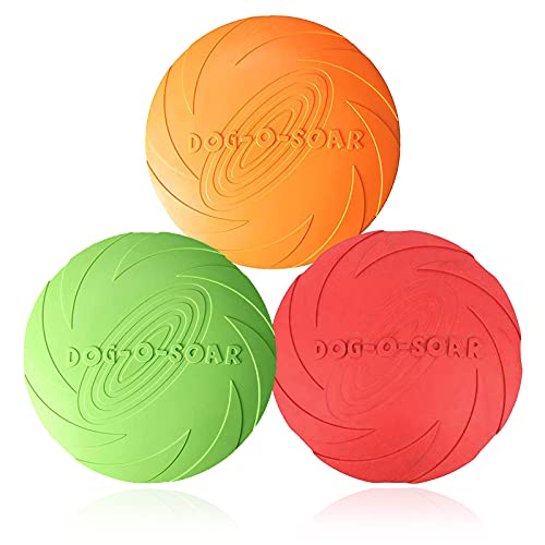 Winzasber Hundefrisbee ,3 Stück 18cm hundespielzeug Frisbee,Gummi Frisbee,für Land und Wasser,Hundetraining, Werfen, Fangen & Spielen(Rot + Orange + Grün) (M) von Winzasber