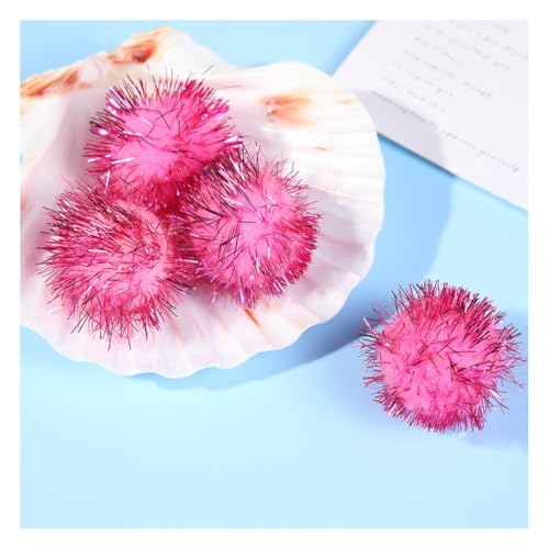 Wisafory Glitzer Pom Pom 4cm Plüsch Bälle Glitzernde Katzen Bälle DIY Pailletten Bälle Bommel Katzenspielzeug Lametta Bälle für Lustige DIY Basteln Kreative Handwerk Dekorationen Rosa 100 Stück von Wisafory