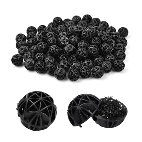 Wisebom 100 Stücke Bio Filterbälle Aquarium 16mm Bio Poröse Filter Biochemische Ball für Filtration Reinigung, Teich Brunnen Filtermedium für EX Außenfilter, Reduziert Anzahl Wasserwechsel von Wisebom