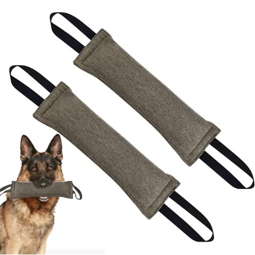 Wisebom 2 Pcs Beisswurst für Hunde 30cm Hundebiss Schlepper Spielzeug mit Handschlaufe zum Training Tauziehen und Zerrspiele Robustes Hundespielzeug Jute Beisswurst für Hunde Hunde Training Zubehör von Wisebom