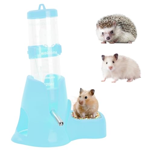 Wisebom Hamster Trinkflasche 125ml 3-in-1 Haustier Wasserflasche Hamster Futternapf Automatischer Wassertrinken Spender Kleintier Trinknapf Tropffreie Wasserspender für kleine Tiere (Blau) von Wisebom