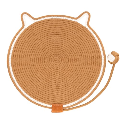 Wisebom Kratzmatte für Katzen 43x43cm Kratzteppich Katze Natürliche Baumwollseil Katzenkratzbretter, Widerstandsfähig Katzenmöbel Fußmatte, Kratzunterlage für Katzenböden, für Sofamöbeltüren von Wisebom