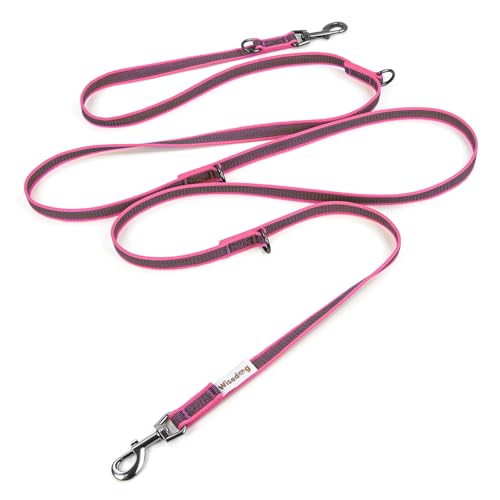 Wisedog 3m Rosa doppelendige gummierte Hundeleine Leichtgewichtige Hands Free Leine für Hund rutschfeste Hands Free Hundeleine Fit für Spaziergänge Laufen Camping von Wisedog