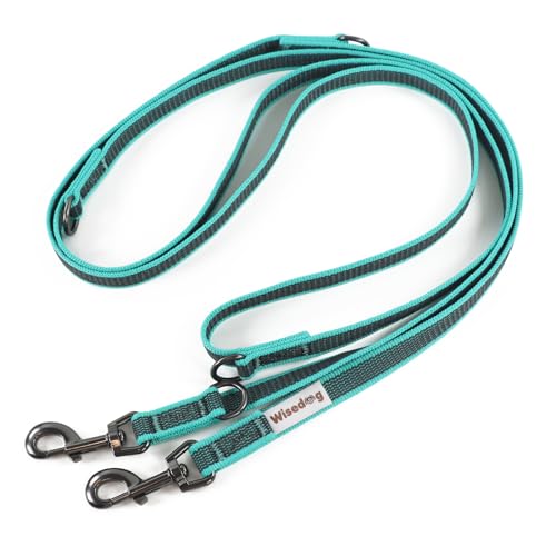 Wisedog 3m Seegrün doppelendige gummierte Hundeleine Leichtgewichtige Hands Free Leine für Hund rutschfeste Hands Free Hundeleine Fit für Spaziergänge Laufen Camping von Wisedog