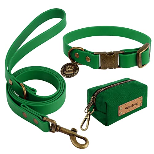 Wisedog Hundehalsband und Leine: Verstellbare Haustierhalsbänder mit Hundeleinen für kleine, mittelgroße und große Hunde,64.8 cm; Leine: 1.8 m), tiefgrün) von Wisedog