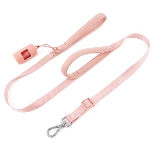 Wisedog Robuste Hundeleine mit zwei Griffen: robuste Hundeleine mit doppelt weich gepolsterten Griffen, verstellbare Länge als kurze Leine für mittelgroße und große Hunde (Gossamer Pink, Größe M (1,3 von Wisedog