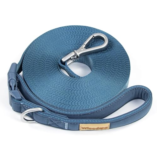 Wisedog Trainingsleine, Nylon, für kleine, mittelgroße und große Hunde, zum Spazierengehen, Training und Laufen, Marineblau, 10 m von Wisedog