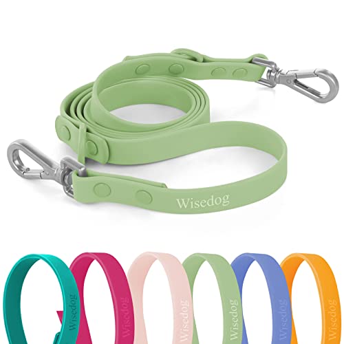 Wisedog Wasserdichte Standard-Hundeleine mit 2 Haken, 1,5 m/1,8 m Länge, verstellbar für Verkehrskontrolle, Sicherheit, für kleine, mittelgroße und große Hunde, Salbeigrün, Größe L von Wisedog