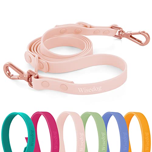 Wisedog Wasserdichte Standard-Hundeleinen mit 2 Haken, 1,5 m/1,8 m Länge, verstellbar für Verkehrskontrolle, Sicherheit, für kleine, mittelgroße und große Hunde zum Gassi gehen (Gossamer Pink, M) von Wisedog