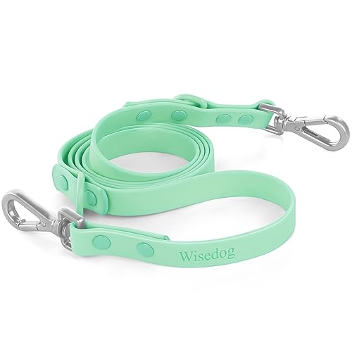 Wisedog Wasserdichte Standard-Hundeleinen mit 2 Haken, 1,5 m/1,8 m Länge, verstellbar für Verkehrskontrolle, Sicherheit, für kleine, mittelgroße und große Hunde zum Gassi gehen (Minzgrün, L) von Wisedog