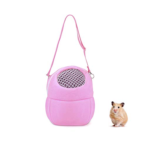 Haustier-Tragetasche, tragbar, mit Nylonriemen, kleine Haustiertasche für Hamster, Ratten, Igel, Kaninchen (S, Pink) von WishLotus