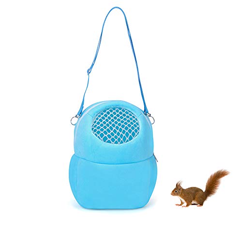 Haustier-Tragetasche für kleine Tiere, tragbare Reise-Handtasche mit Nylonriemen, kleine Haustier-Tasche für Hamster, Ratten, Igel (M, blau) von WishLotus