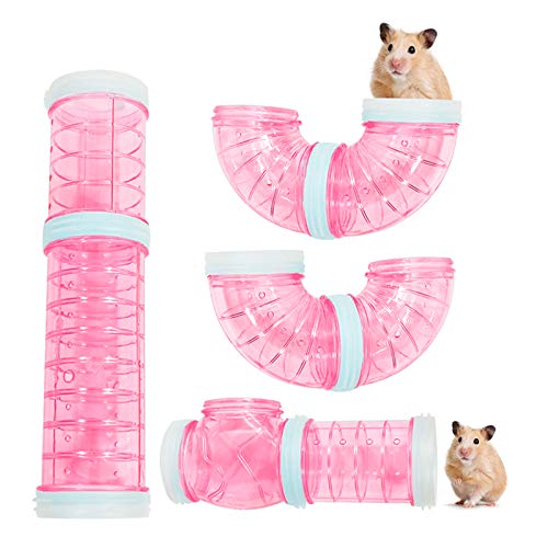 WishLotus Hamster Röhren, Abenteuer Außentube Set Transparentes Material Hamster Käfig & Zubehör Hamsterspielzeug zur Raumerweiterung DIY kreative Verbindung, Tunnel, Spur, Maus Spielzeug (Rosa) von WishLotus