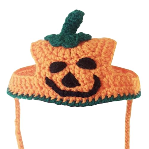 Hund Halloween Kürbishut | Halloween-Party-Strick-Kürbishut-Lätzchen für Kätzchen | Niedliche Halloween-Haustier-Strickmützen für kleine und mittelgroße Katzen und Hunde von Wisylizv