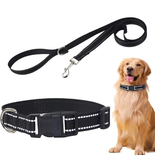 Hundehalsband-Set – reflektierende Streifen, verstellbares Hundehalsband und Leinen für kleine und mittelgroße Hunde, strapazierfähiges Seil, Welpen-Trainingsgurt für Spaziergänge und Sicherheit im von Wisylizv