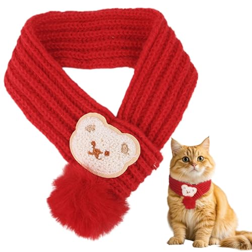 Katzenschal für Haustier, weihnachtlicher warmer Haustierschal | Weihnachts-Hundeschal, verstellbarer gestrickter Haustierschal,Haustierkostüm, mehrfarbig, für den Winter, Häkelhalsband, Halswärmer fü von Wisylizv