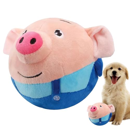 Wisylizv Hüpfball für Hunde, interaktiver Hundeball - Hüpfender Plüschhamster,Haustier-Hüpfbälle, waschbar, Cartoon-Kaninchen-Sound, elektronisches Spielzeug für Hunde von Wisylizv