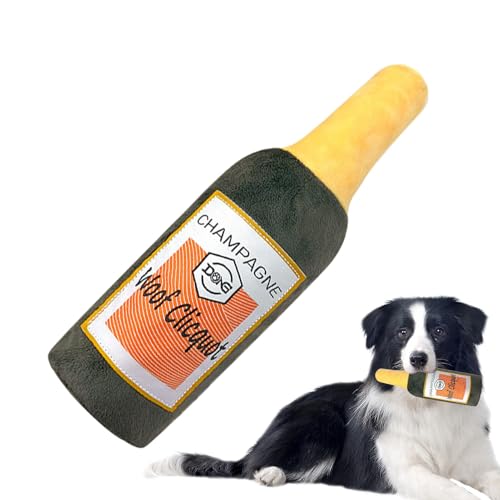 Wisylizv Hundespielzeug Quietschend - Plüschflasche │ Kauspielzeug │ Interaktive Spiele - Quietschendes Hundespielzeug Für Welpen, Kleine & Mittelgroße Hunde, Kreative Bierflaschen-Optik von Wisylizv