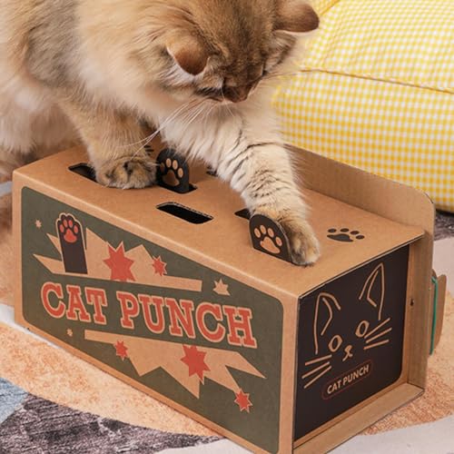 Wisylizv Katzen-Whack-Maulwurf-Spielzeug – Kitten-Whack-Maulwurf-Spielzeug | Safe Fun Box Pfotenkratzer | Katzen-Puzzle-Spielzeug | Boxmäuse-Fangspiel gegen Langeweile im Innenbereich von Wisylizv