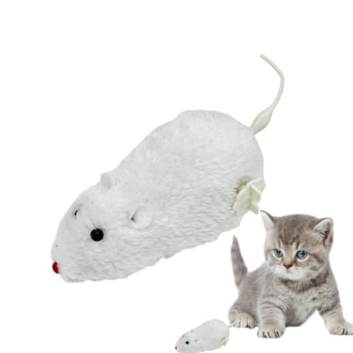 Wisylizv Katzenmäuse Spielzeug – Aufziehbare Indoor-Katzen-Plüsch-Maus Jagdspielzeug | Minis springende Ratten Plüschmäuse | Uhrwerk Maus Laufspielzeug | Realistisches Maus-Rennspielzeug für Kätzchen von Wisylizv