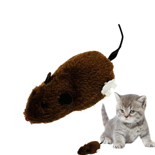 Wisylizv Katzenmäuse Spielzeug – Aufziehbare Indoor-Katzen-Plüsch-Maus Jagdspielzeug | Minis springende Ratten Plüschmäuse | Uhrwerk Maus Laufspielzeug | Realistisches Maus-Rennspielzeug für Kätzchen von Wisylizv