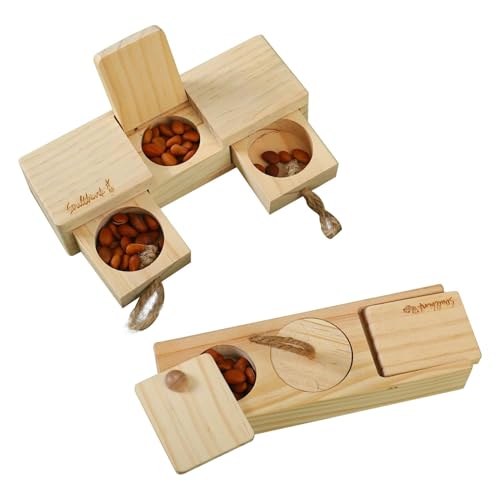 Bunny Enrichment Toy, Chinchilla Wooden Feeder, Rennmaus Aktivitätsspielzeug, Hamster Holzpuzzle, Bunny Treat Halter, Kleine Haustier Futtersuche, Interaktive Holz Feeder, Kaninchen von Wiuejg