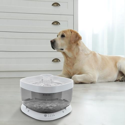 Hundewasserspender Katzen Hunde Wasserbrunnen 1,85L Kabellos Automatischer Wassernapf Transparenter Eimer 30dB Leiser für Haustiere von Wiyuer