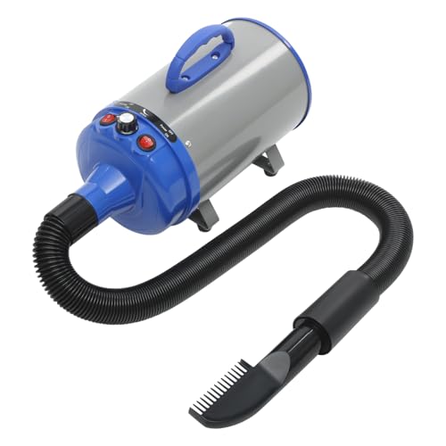 Wiyuer 2200W Pet Dryer Leise Hundefön Blower 4 Farben Hundetrockner Einstellbarer Windgeschwindigkeit und Temperaturen Hundepflege-Trockner-Gebläse mit 4 verschiedenen Düsen (Schwarz+Blau) von Wiyuer