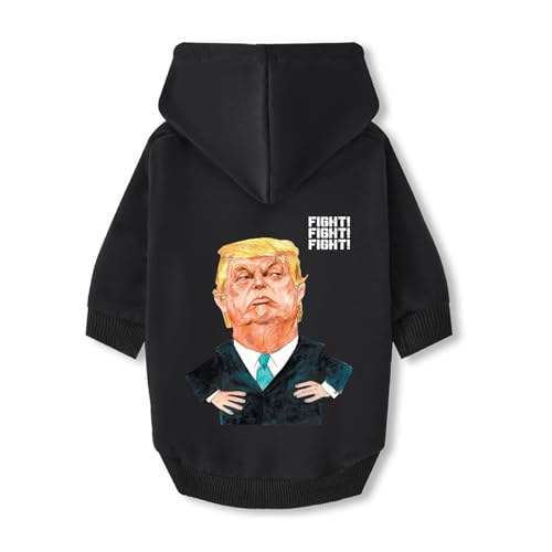 Hunde-Kapuzenpullover für kleine Hunde, 100 % Baumwolle, Kapuzenpullover für kleine Hunde mit Trump-Cartoon-Muster, Hunde-Sweatshirts für kleine Hunde, Jungen, Mädchen, Frenchie, Chihuahua, Yorkie, von Wiz BBQT