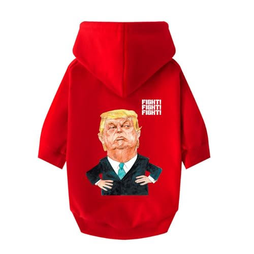 Hunde-Kapuzenpullover für kleine Hunde, 100 % Baumwolle, Kapuzenpullover für kleine Hunde mit Trump-Cartoon-Muster, Hunde-Sweatshirts für kleine Hunde, Jungen, Mädchen, Frenchie, Chihuahua, Yorkie, von Wiz BBQT