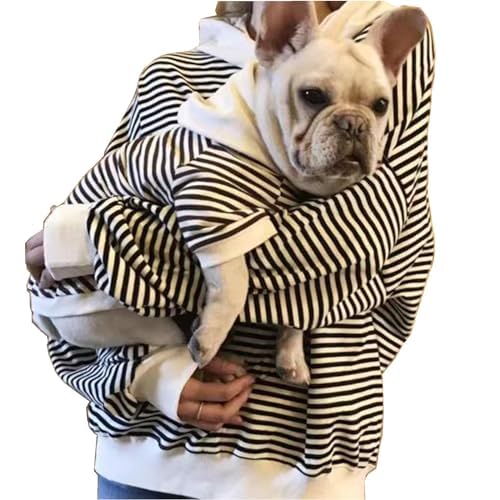 Passende Hunde- und Besitzerkleidung, Kapuzenpullover, gestreift, für mittelgroße und große Hunde, passender Schlafanzug für Haustiere, Familienkleidung (6XL, Haustier-Schwarz) von Wiz BBQT