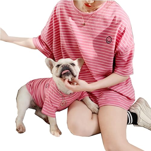 Passende Hunde- und Besitzerkleidung, gestreifte Hunde-Shirts für kleine, mittelgroße und große Hunde, Katzen, Mama- und Haustier-Shirts sind separat erhältlich (Pet-Pink, Haustier-S-Brust 36,1 cm) von Wiz BBQT