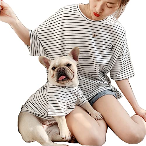Passende Hunde- und Besitzerkleidung, gestreifte Hunde-Shirts für kleine, mittelgroße und große Hunde, Katzen, Mama- und Haustier-Shirts sind separat erhältlich (Weiß, Owner-S) von Wiz BBQT
