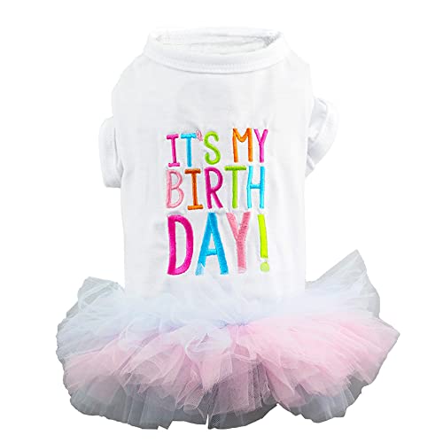 Stickerei Hund Geburtstag Prinzessin Tutu Kleid It's My Birthday Pet Party Outfit Autokleidung für kleine mittelgroße Hunde Katzen (Medium, Geburtstag) von Wiz BBQT