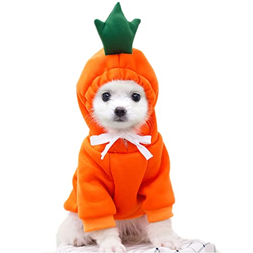 Weihnachts-Halloween-Kostüm, Hunde-Kapuzenpullover für kleine Hunde, Katzen, Welpen, Yorkie, Chihuahua, Zwergspitz-Kleidung (XXL, orange-karotte) von Wiz BBQT